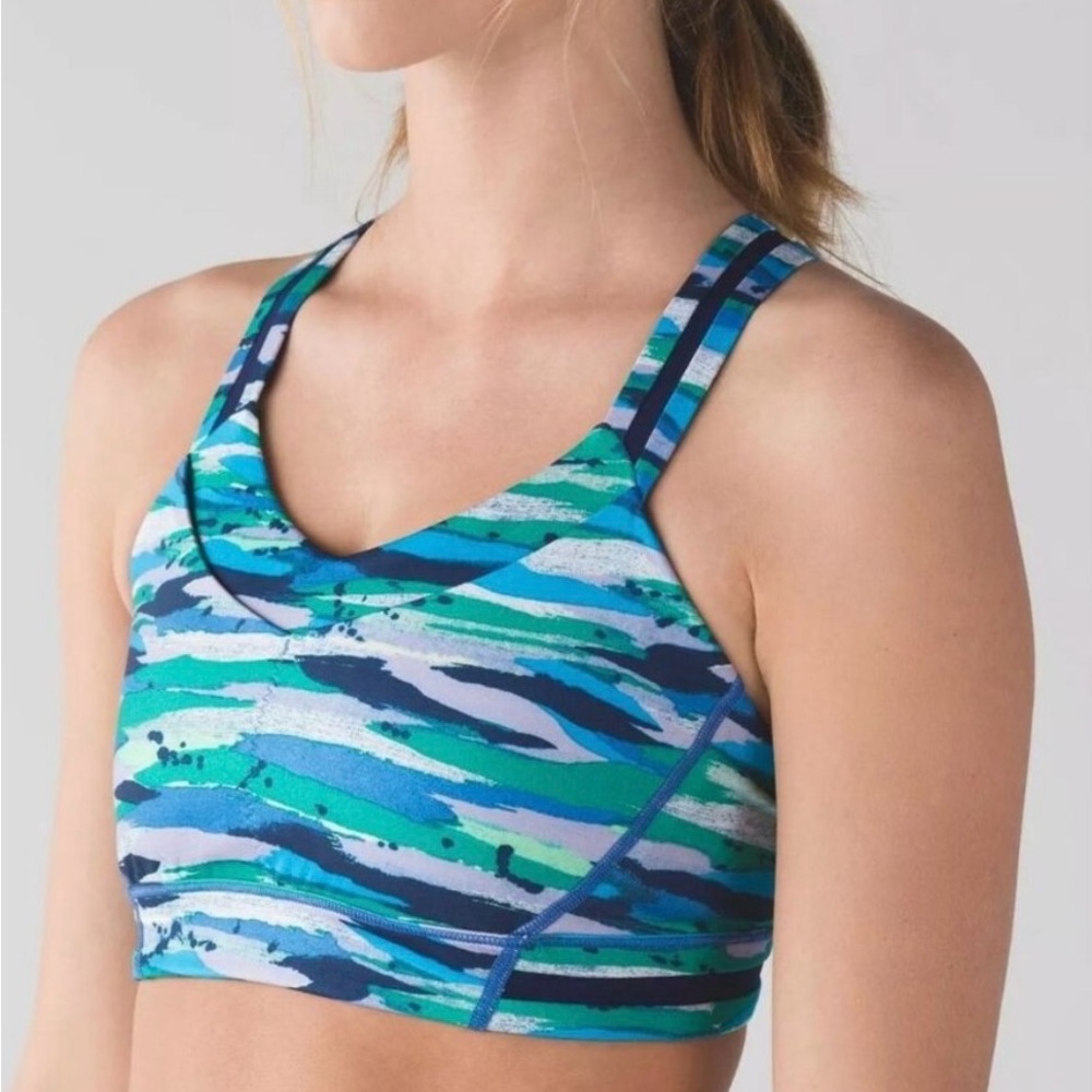 Lululemon Rack Pack, Jungle Weave Twist Green Sports Bra, 6